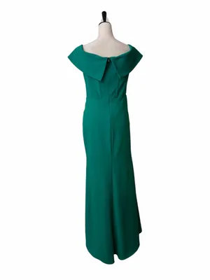 Betsy & Adam Gown Size 8 Emerald Green Corset Cowl Neck Ruched Formal Maxi Dress thumbnail 8