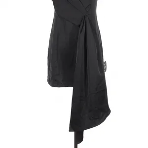 Lulus Romantic Allure Black Satin Asymmetrical Mini Dress Medium Party Cocktail thumbnail 7