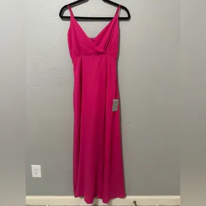 Lulus Evening of Splendor Hot Pink Surplice Maxi Dress Elegant, wedding, party ✨ thumbnail 5