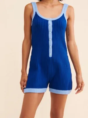 Rue Stiic 100% Cotton Blue Knit Romper Size Medium thumbnail 11