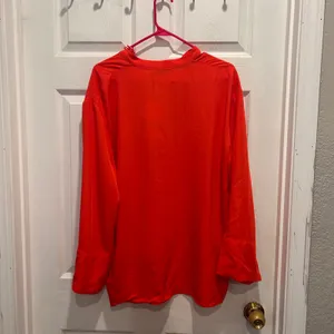 NWT Zara Orange‎ Long Sleeve V Neck Blouse Top Womens Large V Neck Lyocell Blend thumbnail 6