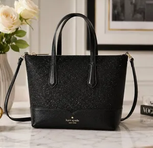 Kate Spade Black Glitter Tote Crossbody Satchel NWT thumbnail 1