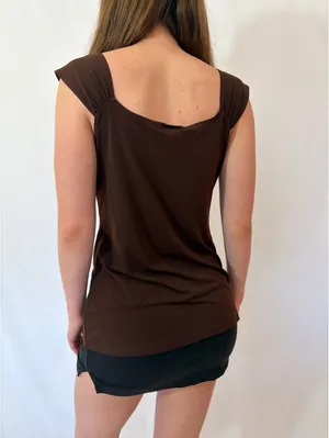 Dark Brown Cap Sleeve Lace Y2k Milkmaid Top thumbnail 8