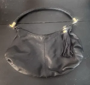 Vintage Great American Leatherworks Black Leather Shoulder Bag Purse Tassel thumbnail 1