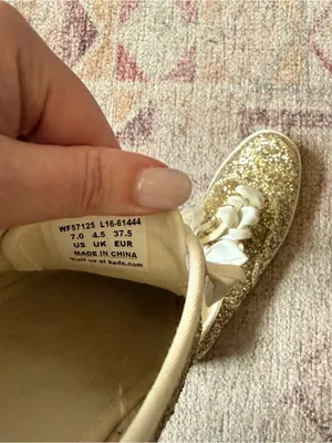 Keds x Kate Spade Gold Glitter Ribbon Lace-Up Sneakers thumbnail 5