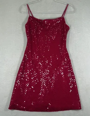 LIKELY Hot Pink Sequin Mini Dress Womens Size 0 Fuchsia Spaghetti Strap Sparkly‎ thumbnail 1
