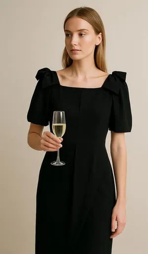 Vintage Union Made semi formal black dress elegant black tie evening 80s 90s thumbnail 1