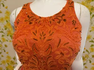 Illusion back prom evening gown size M Orange Size M thumbnail 10
