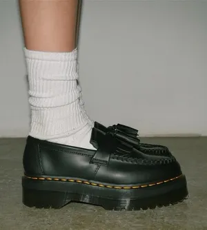NWT Dr. Martens Adrian Quad Platform Loafers Size 7 Black Leather thumbnail 1