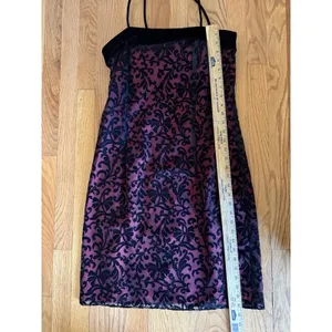 Vtg dress size 10 burnout velvet whimsigoth dark‎ romantic vamp Red Black Hoco thumbnail 7