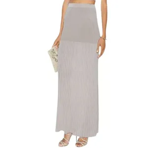NWT Ronny Kobo IONE in French Gray Plaited Rib Stretch Knit Maxi Skirt XS $356 thumbnail 7