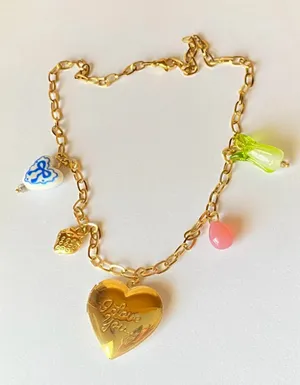 Handmade vintage cottage retro boho fairy coquette style quality material mix gold tone stainless steel necklace🩷 thumbnail 8