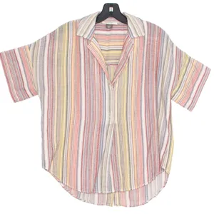 Pilcro‎ Top Boho Coastal Grandma Preppy Feminine Classic Pride Rainbow Stripe XS thumbnail 1