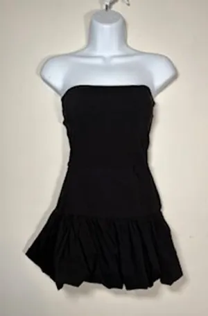 BOOHOO Strapless Mini Dress 4 Black‎ Bubble Hem Tube Top Party LBD Night Out thumbnail 1