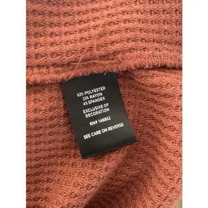 Torid Lace Trim Waffle Knit Top Womens Size 0 L Rust Henley Boho Long Sleeve‎ thumbnail 6