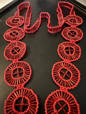Red Beaded Fringe Necklace - Women Jewelry thumbnail 3