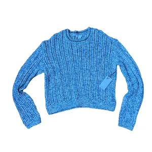 Duffy Loose Knit Pointelle Open Stitch Knitted Sweater Cotton Size M thumbnail 3