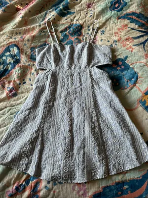 Blue And White Floral Cut Out Dress thumbnail 1