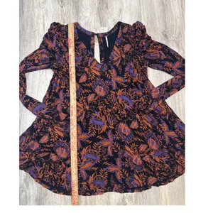 Free People Hello Lover Tunic Womens Floral Paisley Black Orange Size Medium‎ thumbnail 6