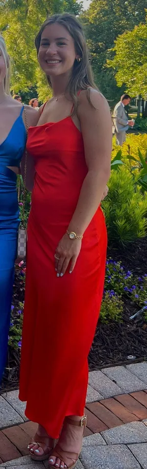 Satin Midi Dress Orange thumbnail 1