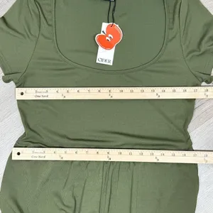 Cider Jumpsuit Square Scoop‎ Neck Wide Leg Short Sleeve Olive Green 0XL 12 14 thumbnail 13