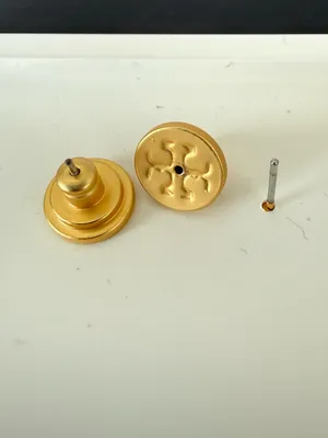 Tory Burch | Matte Gold Logo Disc Earrings w/ Yellow & Blue-Green Ring | Medium thumbnail 3