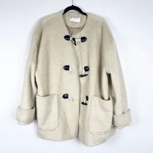 ASOS Women's Oversized‎ Duffle Coat Cream Sz L thumbnail 2