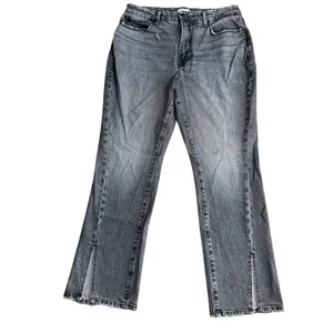 Good American Size 10/30 Curvy Twist Straight Leg Jeans Washed Black‎ Split Hem thumbnail 3