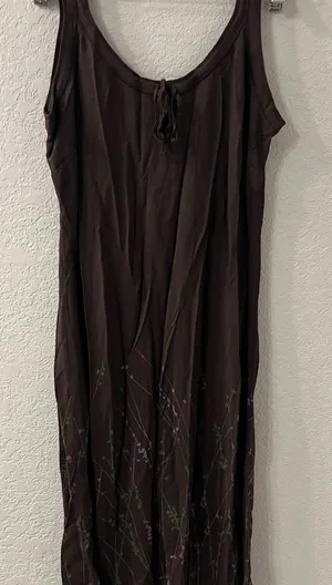Ann Taylor Brown Maxi‎ Dress with Floral Accents thumbnail 1