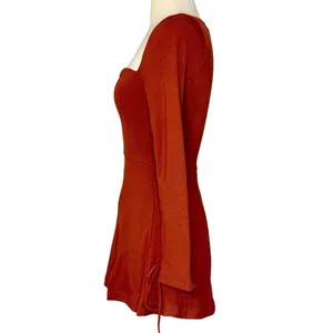 OH POLLY AMRYN Long Sleeve A-Line Mini Dress in Brick Sexy Inner Bodysuit Sz 2 thumbnail 9