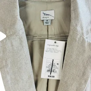 A New Day Linen‎ Blend Oversize Blazer Casual Work Office Career Jacket Beige M thumbnail 3