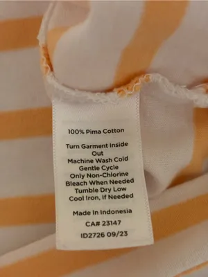 Talbots Petite MP Pima Cotton Orange White Striped Tee Top thumbnail 3