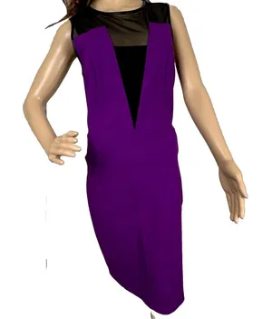 Kenneth Cole 'Eleanore' ~ Purple Illusion Mesh Party /‎ Cocktail Dress Sz 6 thumbnail 1
