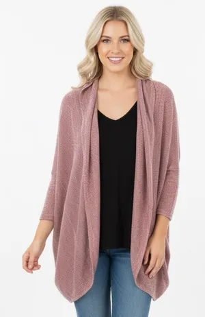 Le Lis medium red striped sweater knit cardigan thumbnail 1