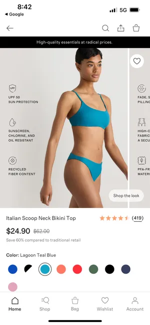 New Quince Italian Scoop Neck Bikini Top Size Small thumbnail 4
