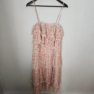 Something Navy Dress Floral Pleated Tiered Cream Multi Maxi Midi Garden Party thumbnail 14
