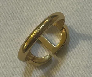 Petit CD Ring Gold-Finish Metal and Blue Crystals Size M thumbnail 9