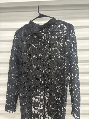 Pretty Garden Womens Black Lace Sheer Layered Round Neck Long Sleeve Midi S thumbnail 11