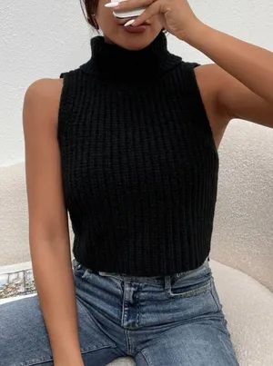 SheIn Sleeveless Turtleneck Sweater thumbnail 2