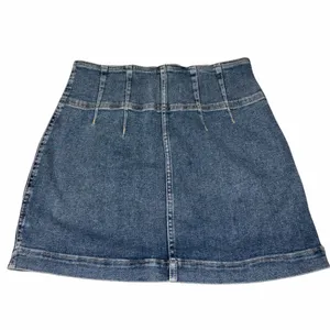 Free People Virgo Pleated Denim Jean Zip Front Mini Skirt 27 thumbnail 5