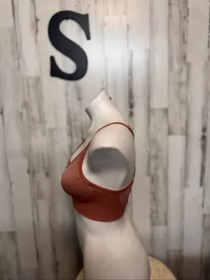Rust Orange Seamless Ribbed Strappy Back Sports Bra Womens Size Small Padded thumbnail 2