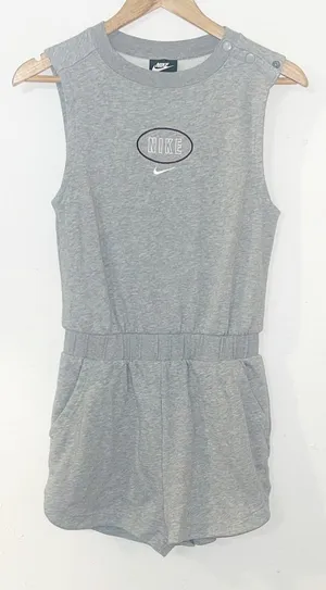 Nike women’s sleeveless gray varsity logo shorts athleisure comfy romper thumbnail 1