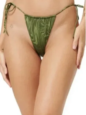 GOOD AMERICAN SET: Sarong & Tiny Ties Bikini Bottom • Pesto Swirl • Size Large 3 thumbnail 4