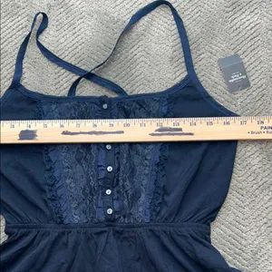 Abercrombie & Fitch Lace Front Cami Tank Navy Blue Size L thumbnail 5
