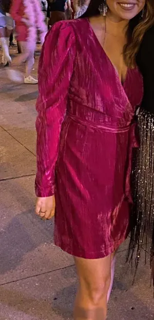 Adelyn Rae Pink Velvet Dress thumbnail 1
