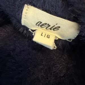Aerie Navy Blue Fuzzy‎ Twist Front V-Neck Cropped Sweater Large thumbnail 2