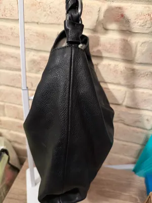 Vince Camuto Kimi Black Pebbled Leather Hobo Bag with Braided Chain Handle thumbnail 4