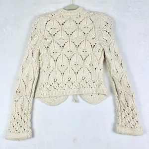 The Limited Vintage Y2K Crochet Knit Sweater Cardigan Size Small Chunky Cream thumbnail 2