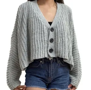 Mint Oversize Batwing Dolman Sleeve Knit Crop Cardigan Sweater thumbnail 1