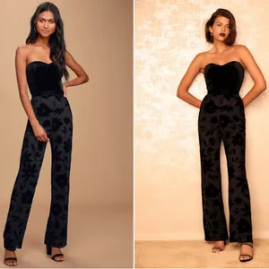 LULU's Sexy Chic Elegant Wedding Velvet Floral Sophisticated Jumpsuit Pantsuit thumbnail 6